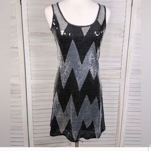 Julie's Closet Black and Gray Sequin Mini Dress